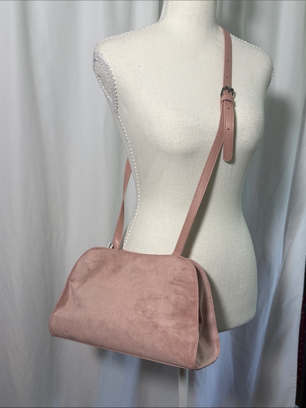 Anthropologie Dusty Rose Suede Crossbody Bag